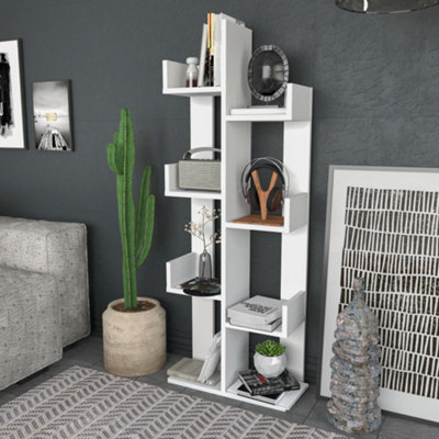 Decorotika Lui White 8 Shelf Tall Tree Bookshelf - 137cm Height - Melamine - Image 4