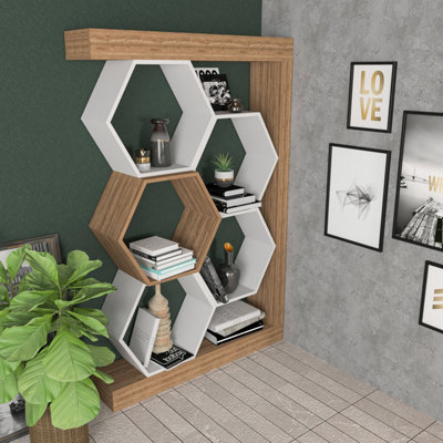 Decorotika Artemis Bookcase Bookshelf Shelving Unit Hexagon Shelves from B&Q