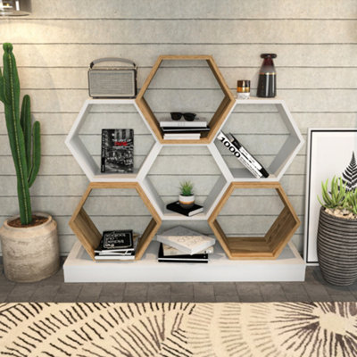 Decorotika Flower Hexagonal Bookshelf Displaying Shelving Unit from B&Q