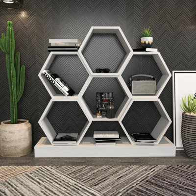 Decorotika Flower Hexagonal Bookshelf Displaying Shelving Unit from B&Q