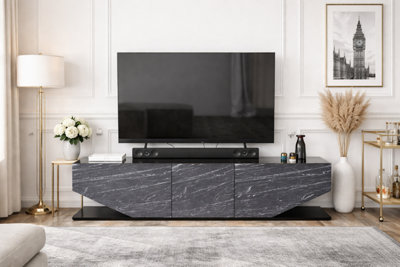 Decorotika Pearl Tv Stand Tv Unit For Tvs Up To 71 Inch Black Marble Effect And Black from B&Q