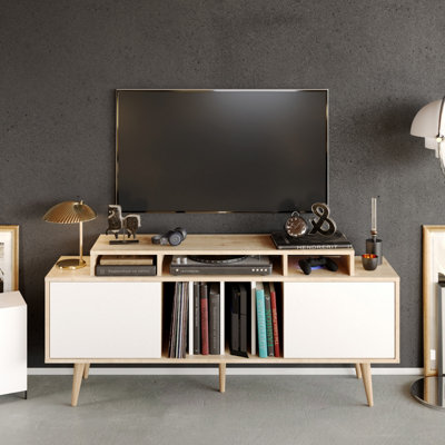 Decorotika Char Tv Stand Tv Unit For Tvs Up To 72 Inch Sapphire Oak And White from B&Q