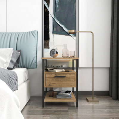 Decorotika Alba 1 Drawer Open Shelf Nightstand Bedside Table