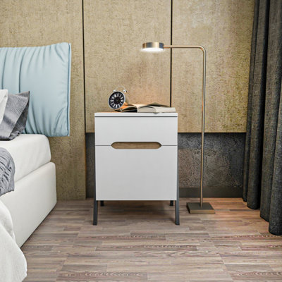 Decorotika White Neva Nightstand Bedside Table 45Cm B&Q