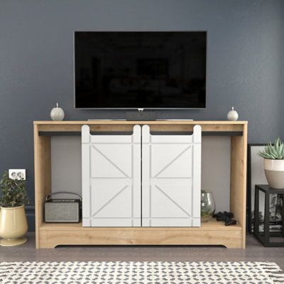 B&Q -  Ahris Tv Stand Tv Unit For Tvs Up To 63 Inch Oak And White