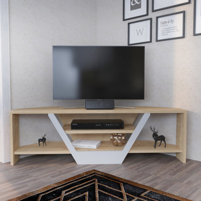 B&Q -  Sares Tv Stand Tv Unit For Tvs Up To 55 Inch Oak And White