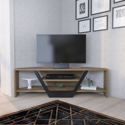 B&Q -  Sares Tv Stand Tv Unit For Tvs Up To 55 Inch Walnut And Black
