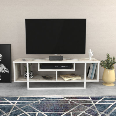 Decorotika Asal Tv Unit - White Marble Effect And Gold / 120Cm - Image 4