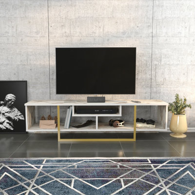 Decorotika Astona Tv Stand Tv Unit For Tvs Up To 65 Inch White Marble Effect And Gold from B&Q