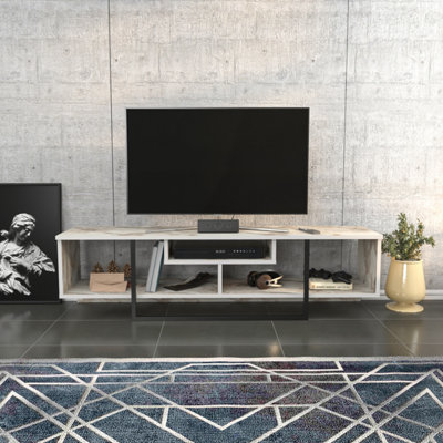 Decorotika Astona Tv Stand Tv Unit For Tvs Up To 65 Inch White Marble Effect And Black from B&Q