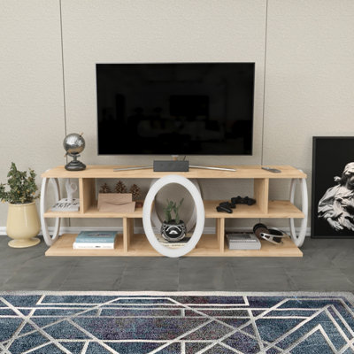 Decorotika Fale Tv Stand Tv Unit For Tvs Up To 60 Inch Sapphire Oak And White from B&Q