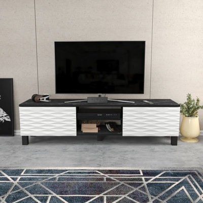 Decorotika Lukas Tv Unit Tvs Up To 60" - Black Marble Effect And White - Image 6