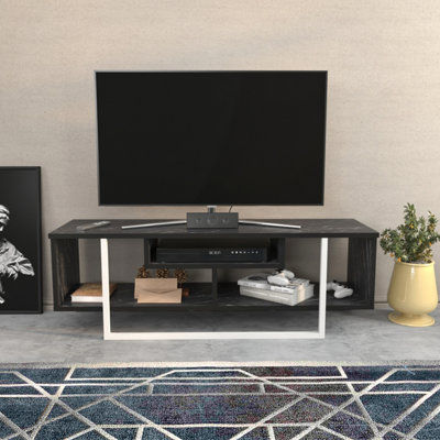 B&Q -  Astona Tv Stand Tv Unit For Tvs Up To 55 Inch Black Marble Effect And White