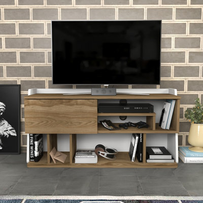 Decorotika Raca Tv Stand Tv Unit For Tvs Up To 55 Inch Oud Oak And White from B&Q