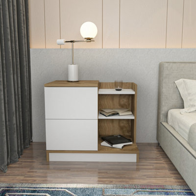 B&Q -  Rena Nightstand Bedside Table With Shelves
