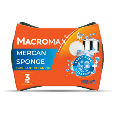 B&Q -  Macromax Mercan Large Pore Extra Foaming Cleaning Sponge Ergonomic Shape For Powerful Shiny Cleaning On Hard Surfaces