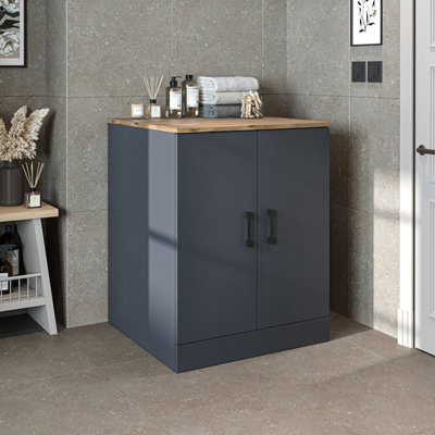 B&Q -  Washing Machine Cabinet With Doors Anthracite And Oak
