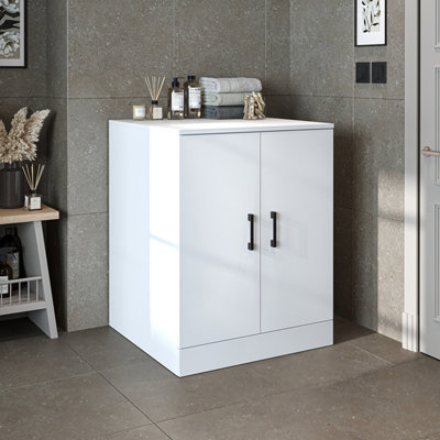 B&Q -  Low Washing Machine Cabinet With Doors White
