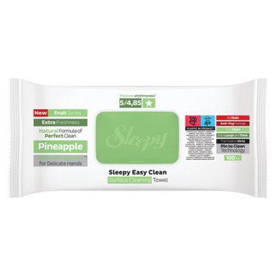 Sleepy Easy Clean Pineapple Multi Surface Cleaning Wipes 6 X 100Pcs from B&Q