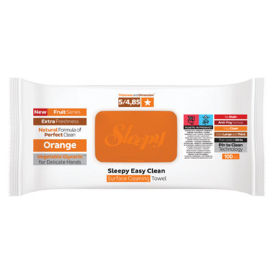 Sleepy Easy Clean Orange Multi Surface Cleaning Wipes 6 X 100Pcs from B&Q