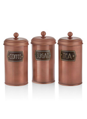 Rozi Copper CoffeeTeaAnd Sugar Canister Set22 Cm (H) from B&Q