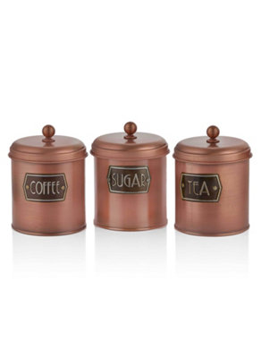 Rozi Copper Coffee, Tea, And Sugar Canister Set - 17 Cm (H) 17Cm