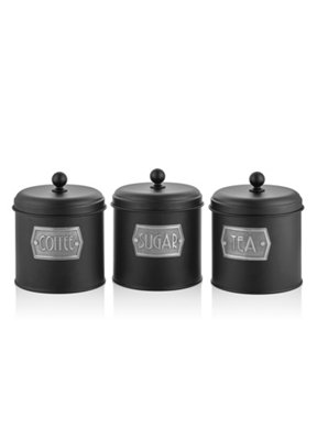 Rozi Black Coffee, Tea, And Sugar Canister Set - 17 Cm (H) 17Cm