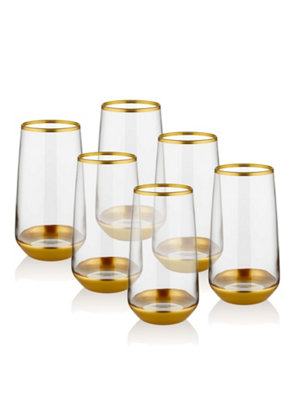 Rozi Glam Collection Highball Glasses, Set Of 6 - Gold