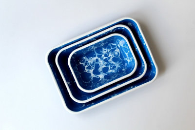 Rozi Bubble Collection Enamel 3-Piece Rectangular Serving And Roasting Dish Set from B&Q