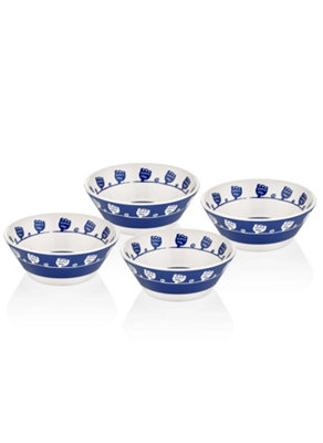 Rozi Bloom Collection Bowls (Set Of 4) Blue