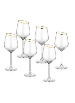 Rozi Gina Collection Slanted Wine GlassesSet Of 6Gold from B&Q