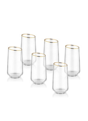 Rozi Gina Collection Slanted Highball Glasses, Set Of 6 - Gold