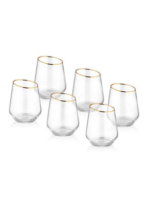Rozi Gina Collection Slanted TumblersSet Of 6Gold from B&Q