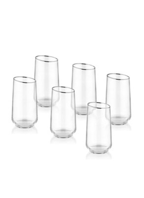 Rozi Gina Collection Slanted Highball GlassesSet Of 6Silver from B&Q