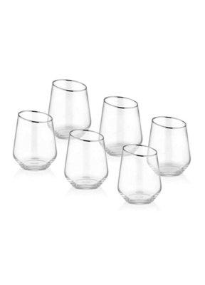 Rozi Gina Collection Slanted TumblersSet Of 6Silver from B&Q