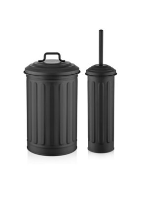 Rozi Black Waste Bin & Toilet Brush Set from B&Q