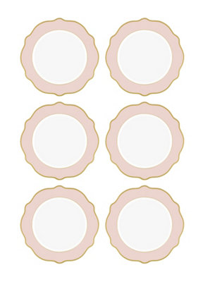 Rozi Jaswely Collection Porcelain Dinner Plates, Set Of 6 - Pink