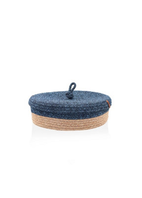 Rozi Jute Handwoven Storage Basket With LidBlue from B&Q