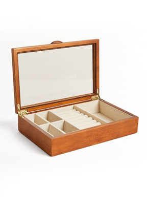 B&Q -  Wooden Jewellery Box (6 Compartments)