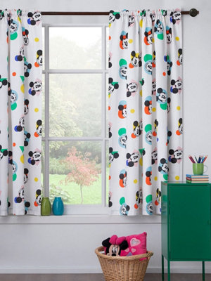 Disney Mickey Mouse 72'' Pencil Pleat Curtains White