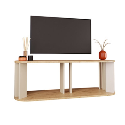 Bimossa Unisex Multicolor Ursula Tv Stand, Unit, 114 Cm Wide Cabinet For Living Room & Bedroom, Grey & Warm Oak, Sturdy Sunburst Legs, Scratch-Resistant Surface Small - Image 2