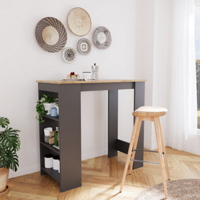Bar Table With StorageKitchen Bar TableModern Breakfast Bar Dining Table With CabinetDining Room (Oak& AnthraciteSerina) from B&Q