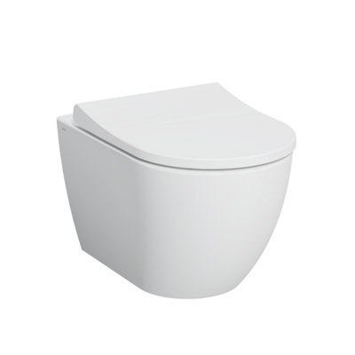Vitra White Koa Slim Wall Hung Round Toilet Set With Soft Close Seat