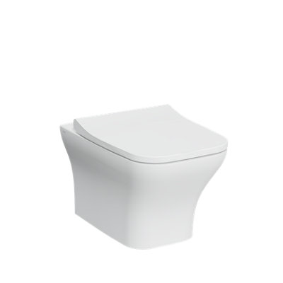 Vitra Koa Slim Wall Hung Square Toilet Set With Soft Close Seat White