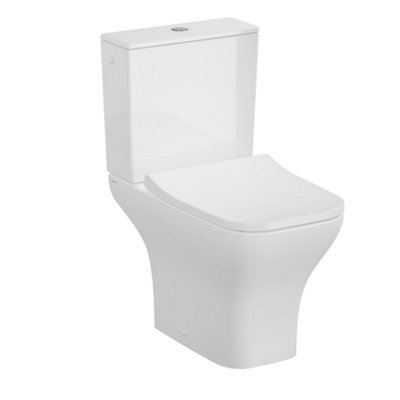 Vitra Koa White Rimless Slim Square Toilet Set With Soft Close Seat & Exposed Cistern from B&Q