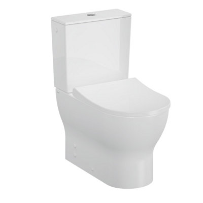 Vitra Koa White Rimless Slim Round Toilet Set With Soft Close Seat & Exposed Cistern from B&Q