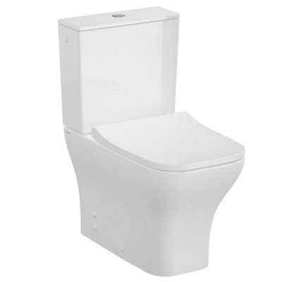 Vitra Koa White Rimless Slim Square Toilet Set With Soft Close Seat & Exposed Cistern from B&Q