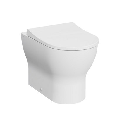 Vitra Koa White Rimless Slim Round Fully Skirted Toilet Set With Soft Close Seat & Embedded Cistern from B&Q