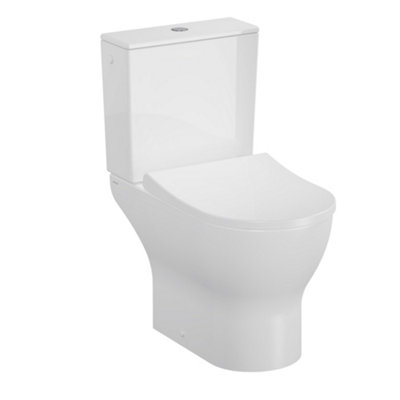 Vitra Koa White Rimless Slim Round Toilet Set With Soft Close Seat & Exposed Cistern from B&Q