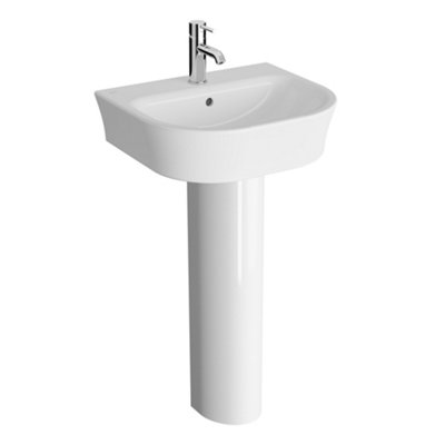 Vitra Koa White Full Pedestal Basin (H)80Cm (W)55Cm from B&Q